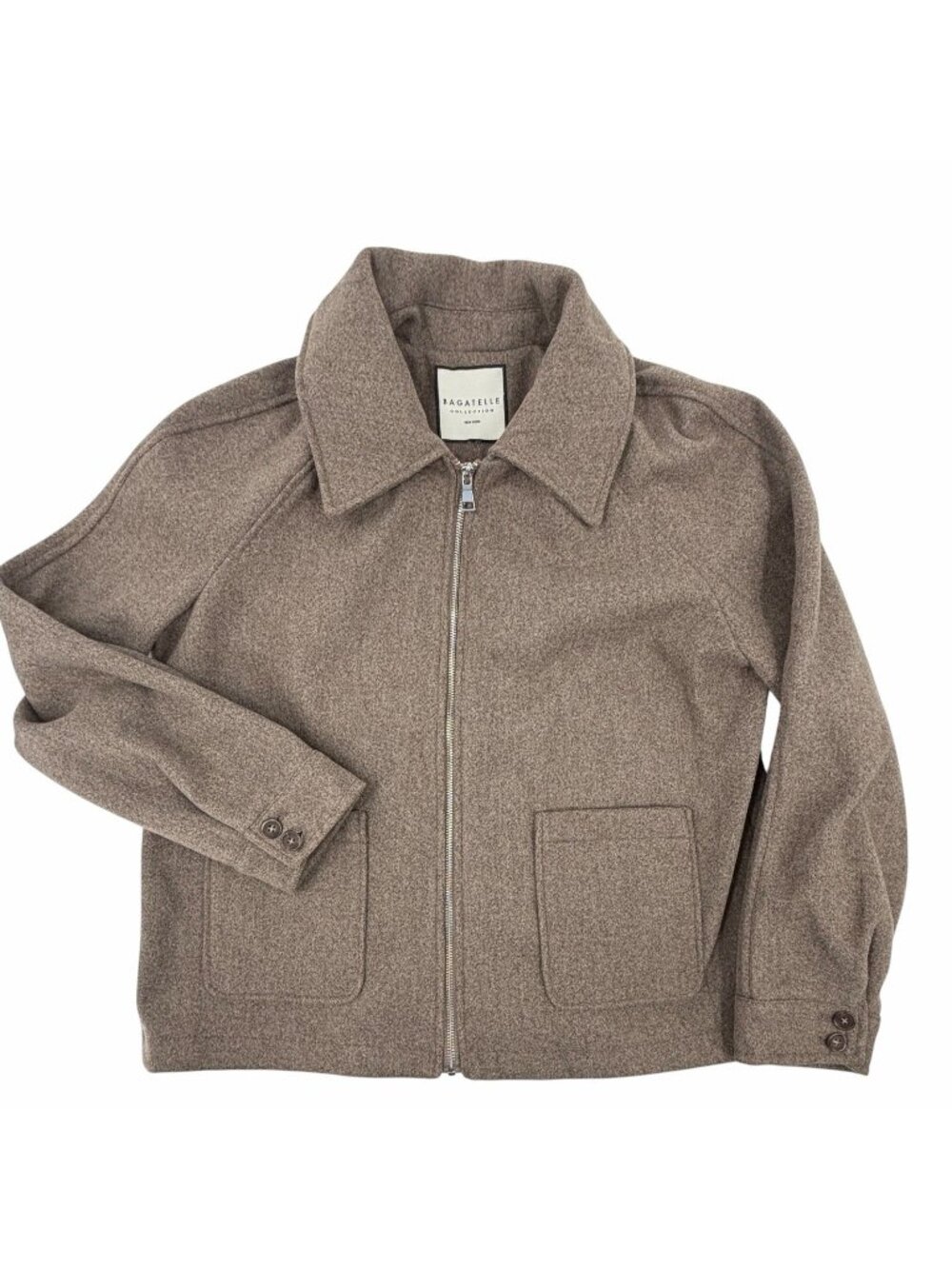 BAGATELLE Women's Brown Collared Full Zip Pocketed Jacket M/L